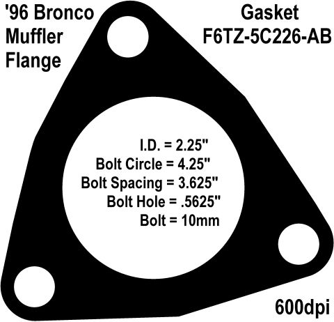 1983 Ford Bronco - '96 Bronco Catalyst-to-Muffler Flange requires obsolete gasket F6TZ-5C226-AB; not available from Ford, NAPA, Advance, CarQuest, O'Reilly, W…