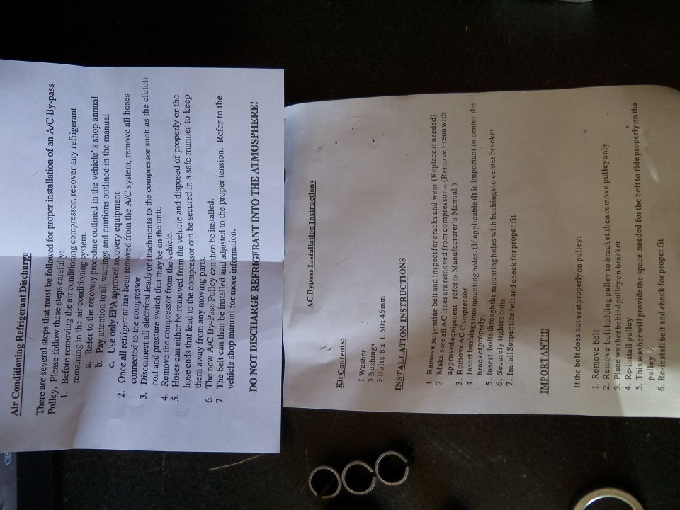 Document detailing AC By-Pass Pulley installation instructions.
