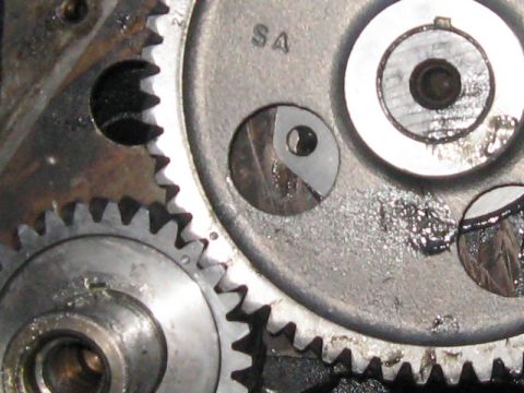 1981 Ford Bronco - Engine timing gears are visible in this close-up shot, marked with 'SA'.