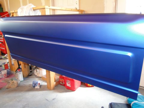 1978 Ford Bronco - A blue tailgate is shown after receiving a fresh coat of paint.