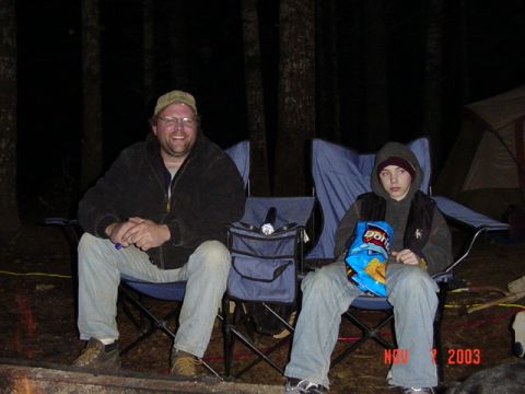 1989 Ford Bronco - Todd and Jacob by the fire..