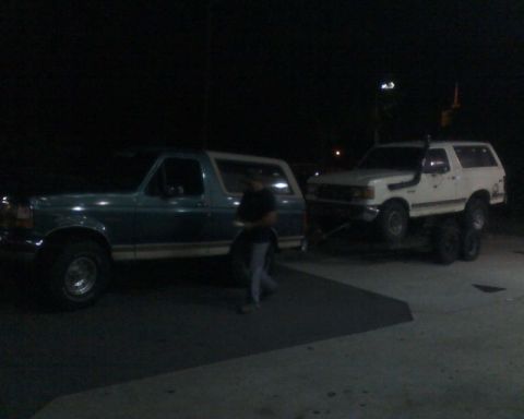 1988 Ford Bronco - My 96 trailering my 88 to the Redneck Yatch Club.