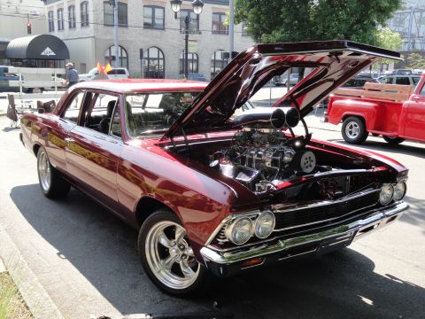 1964 Ford Fairlane - Modified 1966 Chevrolet Chevelle SS street machine with dual carburetors and scoop.