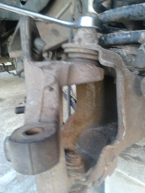1996 Ford Bronco - take the cotter pit out of the top balljoint nut and take the nut off. the sizes may vary but mine is 1 1/8" on the top and bottom. I use a…