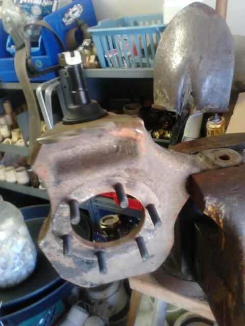 1996 Ford Bronco - Got the new spindle studs installed and new balljoints in. The studs have a cuttout on the head. have the cuttout facing toawd the center.…