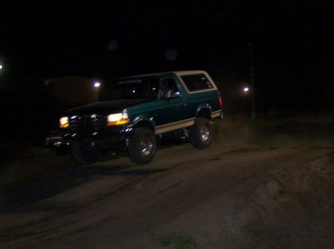1996 Ford Bronco - catchin air at Trucks on the Track. and i still had to trailer my other truck home with it