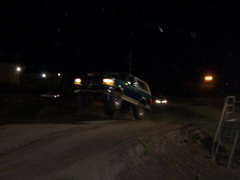 1996 Ford Bronco - getting airborne at Trucks on the Track. and i still had to trailer my other truck home with it