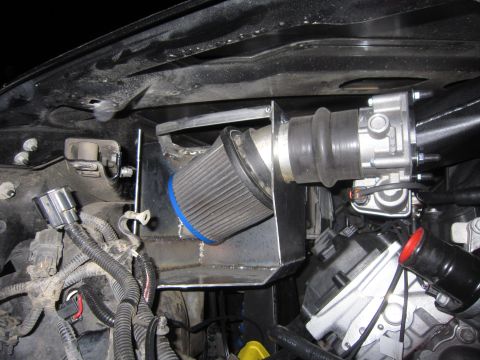 2008 Jeep Wrangler - Custom engine intake system installed, a conical air filter and throttle body.