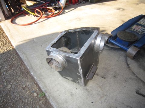2008 Jeep Wrangler - Custom metal intake box with dual inlets, likely for an engine modification project.