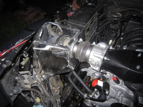 2008 Jeep Wrangler - Custom engine intake system installation, likely a Hemi swap modification.