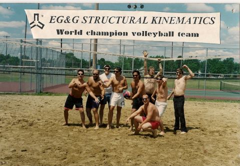 1971 Ford Ranchero - EG&G Structural Kinematics volleyball team celebrates on the court.