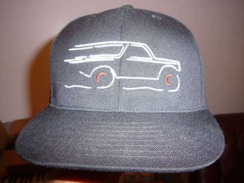 1988 Ford Bronco - This baseball cap features an embroidered outline of a classic SUV, possibly a Ford Bronco.