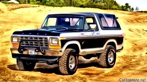 1979 Ford Bronco - This 1979 Ford Bronco features a two-tone paint scheme and a front brush guard, ready for off-road adventures.