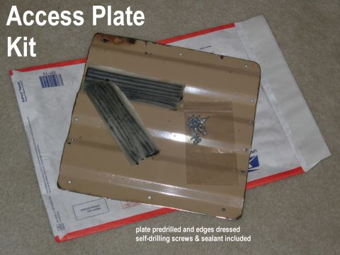 1983 Ford Bronco - Access Plate Kit Plate length (front-to-back) varies, but all are more than 3 ridges wide. This shows black butyl rubber sealant, which is…