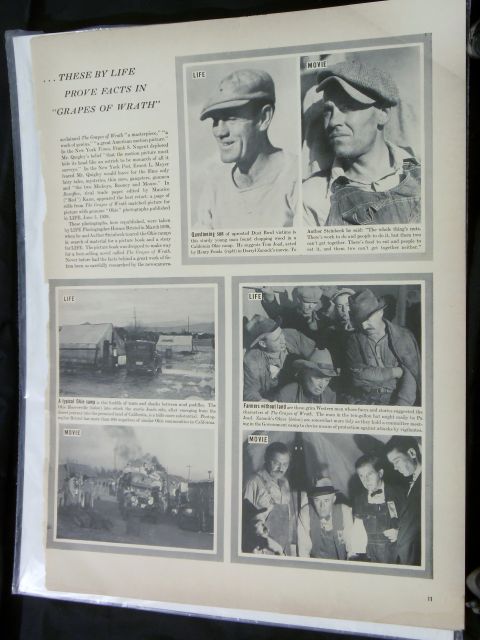 2000 Mercury Grand Marquis - Article from a magazine page detailing facts about the movie 'Grapes of Wrath' with accompanying photographs.