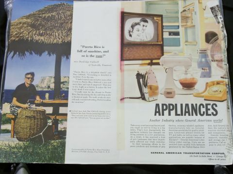 2000 Mercury Grand Marquis - This vintage magazine advertisement promotes household appliances and features a man relaxing in a tropical setting.