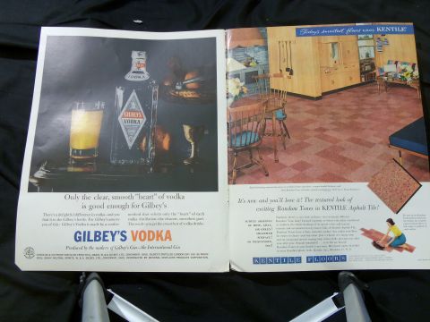 2000 Mercury Grand Marquis - Magazine spread advertisements for Gilbey's Vodka and Kentile Asphalt Tile.