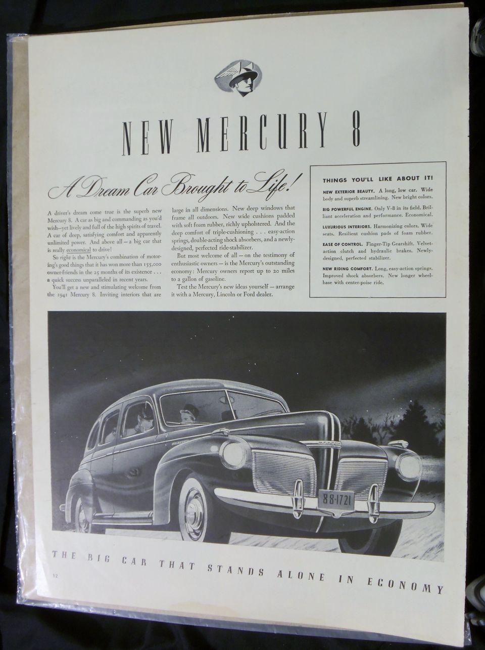 New Mercury 8 A Dream Car Brought to Life magazine advertisement with illustrated sedan