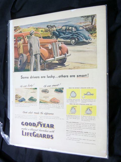 2000 Mercury Grand Marquis - This vintage magazine ad illustrates the difference between a lucky driver and a smart driver regarding tire blowouts.