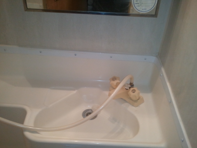 RV sink and faucet with hose