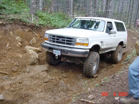 1989 Ford Bronco - Alvie in the rough part..(notice the rocker damage from earlier)