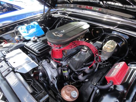 1964 Ford Fairlane - Engine bay detail showing a V8 engine with performance upgrades.