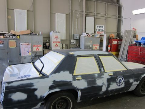 1991 Ford LTD Crown Victoria - This 1991 Ford Crown Victoria LTD is being prepped for paint in a workshop.