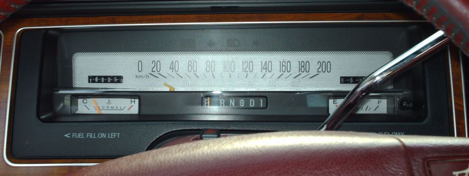 1991 Mercury Grand Marquis dashboard with speedometer, odometer, fuel gauge, and temperature gauge