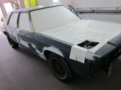 1991 Ford LTD Crown Victoria - 1991 Ford Crown Victoria LTD in body shop, prepped for paintwork.