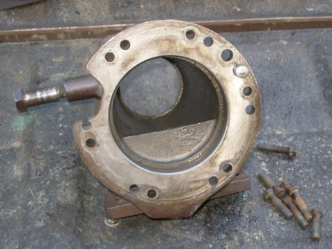 1983 Ford Bronco - Using an old trashed t-case as a template, I redrilled the tailhousing to clock the t-case up closer to the body so the skidplate wouldn't…