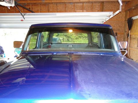 1978 Ford Bronco - View from inside a 1978 Ford Bronco, looking through the windshield and rear window.