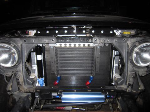 2008 Jeep Wrangler - Custom engine bay cooling components are visible, including a large radiator and dual oil coolers.