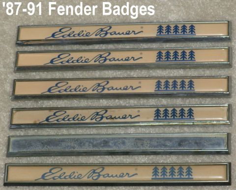 1983 Ford Bronco - '87-91 Bronco/F EB Fender Badges IF THE IMAGE IS TOO SMALL, click it. The top 2 are SOLD. 3rd is nearly perfect. The 4th has light brown sm…