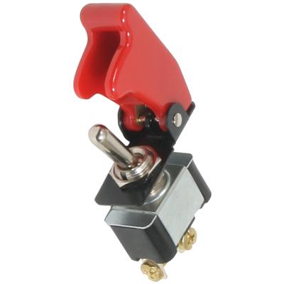 1976 Ford Bronco - Toggle switch with red flip cover, likely for automotive use.