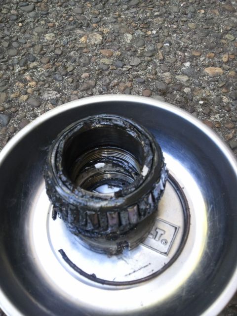 1994 Ford Bronco - This wheel bearing appears to be heavily damaged and requires replacement.