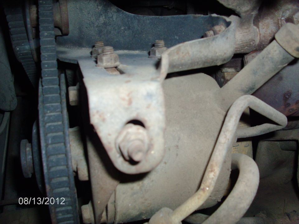 Engine belt and rusty bracket