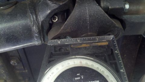 1978 Ford Bronco - A driveshaft angle gauge is used to measure the angle of a vehicle's driveshaft component.