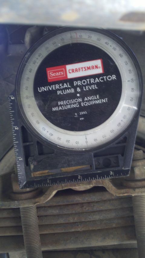 1978 Ford Bronco - Close-up of a Sears Craftsman Universal Protractor tool used for measuring angles.