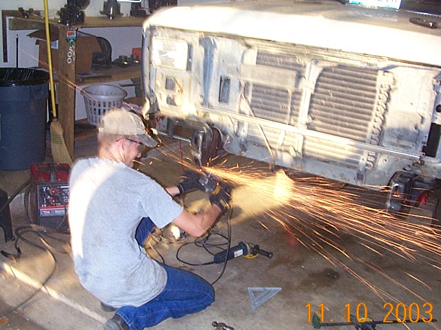 grinding down welds slightly