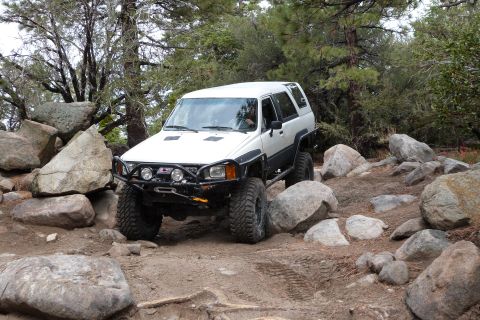 1985 Toyota 4Runner - This modified Toyota 4Runner tackles a challenging rocky trail.