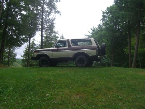 1979 Ford Bronco - This 1978 Ford Bronco is parked on a grassy hill, surrounded by trees.