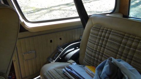 1979 Ford Bronco - Interior view of a 1978 Ford Bronco, focusing on the seat and door panel details.