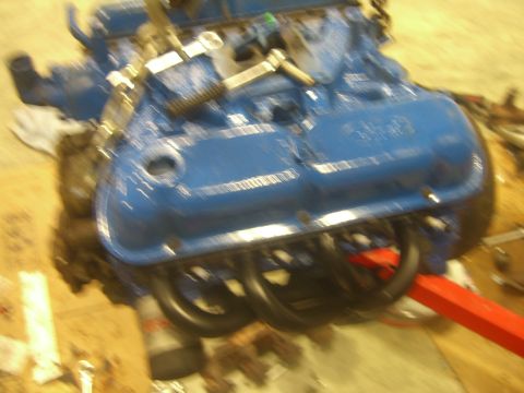 1979 Ford Bronco - Engine block and exhaust manifolds are visible in this close-up shot.