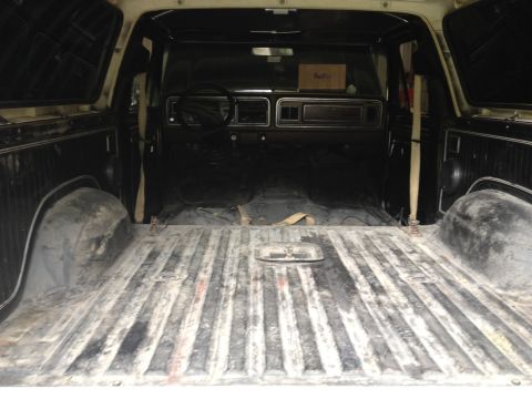 1979 Ford Bronco - The cargo area and dashboard of a 1978 Ford Bronco are visible in this interior shot.