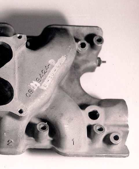 1973 Ford Mustang - Intake manifold shows casting numbers C9ZX 9424-A and a date code of 12-30-69.