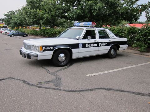 1991 Ford LTD Crown Victoria - This police car, likely from the 1980s, has "Boston Police" written on its side.