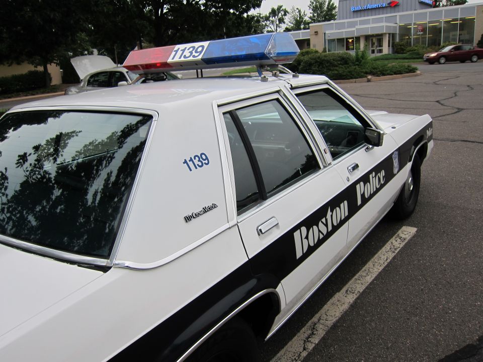 1991 Ford Crown Victoria LTD police car with 'Boston Police' text and light bar