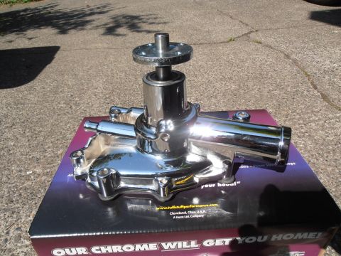1990 Ford Bronco - A shiny chrome water pump sits on a box with the text "OUR CHROME WILL GET YOU HOME!"