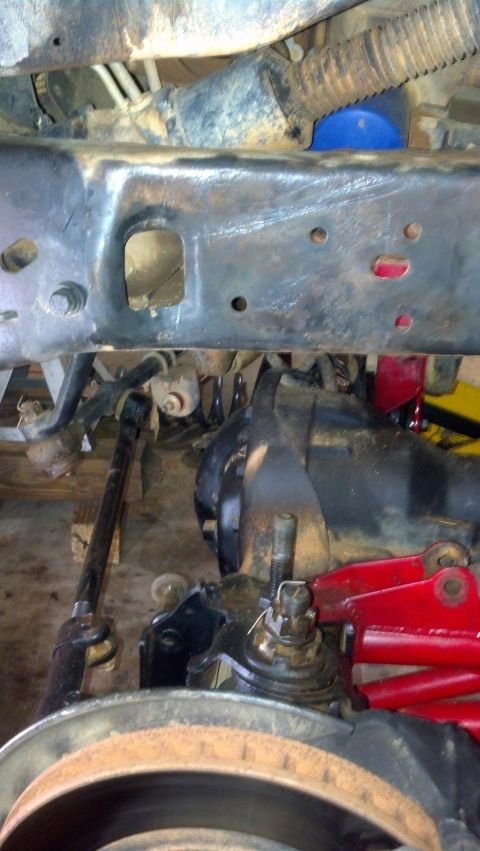 1992 Ford Bronco - Frame prep'ed for new coil buckets.