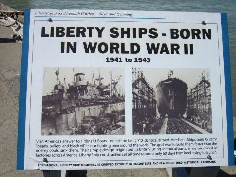 1991 Ford LTD Crown Victoria - Museum information placard about WWII Liberty Ships; not a vehicle technical document.